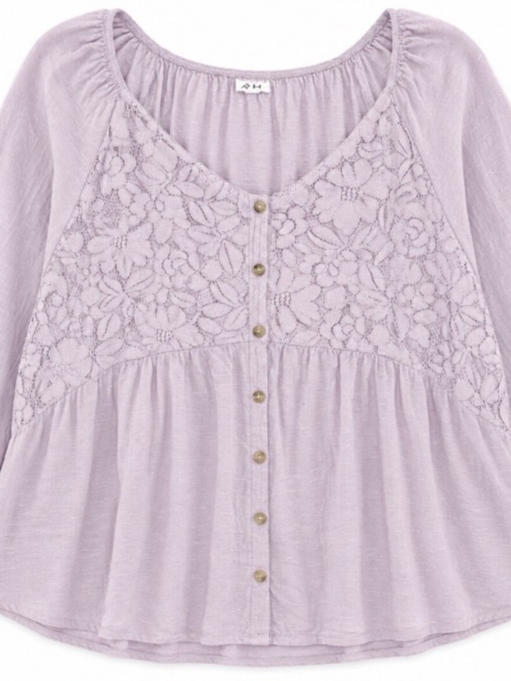 Maurices • Lavender • Lace-Front • Button • Peasant Top • 2X